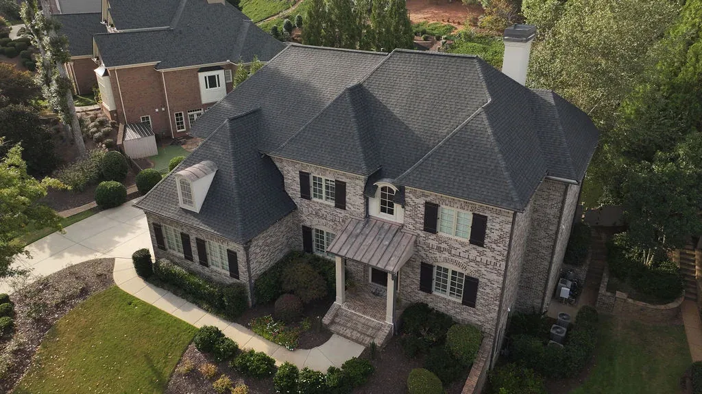 Angled view of completed roof